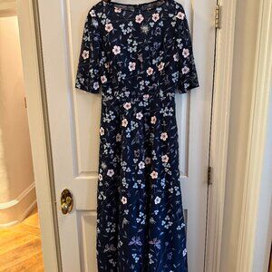 Ter Jon Navy with 3-D  Floral Design  Floor Length Gown